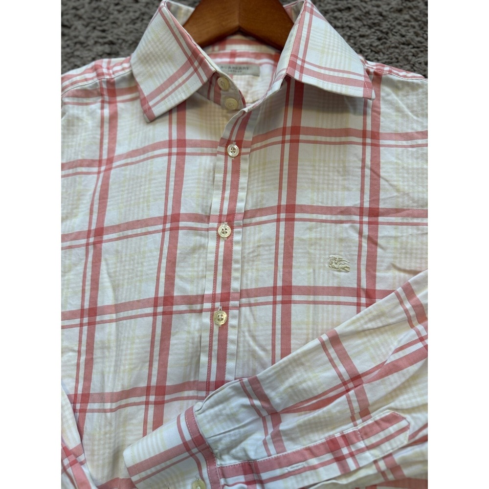 Burberry London Plaid Button Down Long Sleeve Dress Shirt‎ Mens 16-41